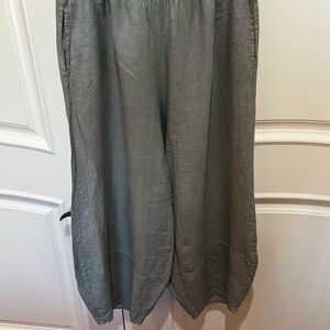 Bryn Walker Linen Blue Lagenlook Balloon Wide Leg Oliver Pant Women’s Size Large